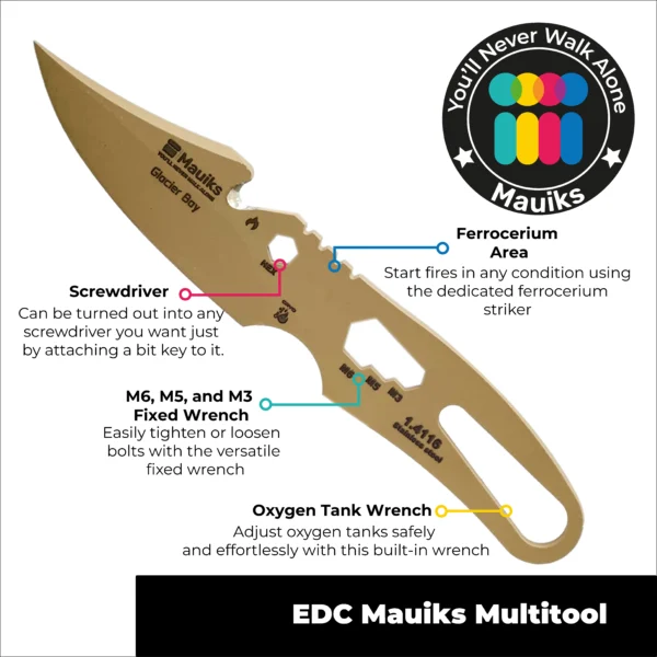 Mauiks Knife Glacier Bay full tang survival with Kydex sheath.