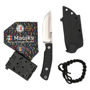 Mauiks Death Valley bushcraft knife with sheath for safe storage.